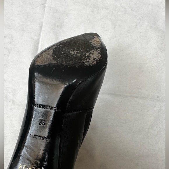 Balenciaga Black Leather Pointed Toe Studded Lace Up Ankle Boots Size 36 - Picture 5 of 8
